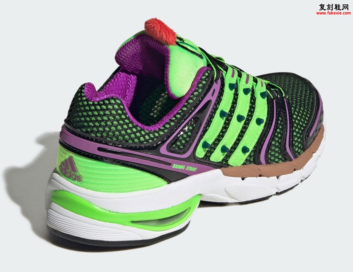 2026夏季Brawl Stars x adidas Adistar Control 5斯派克GS联名：仙人掌尖刺三条纹配紫色背心酒红发蔟鞋舌