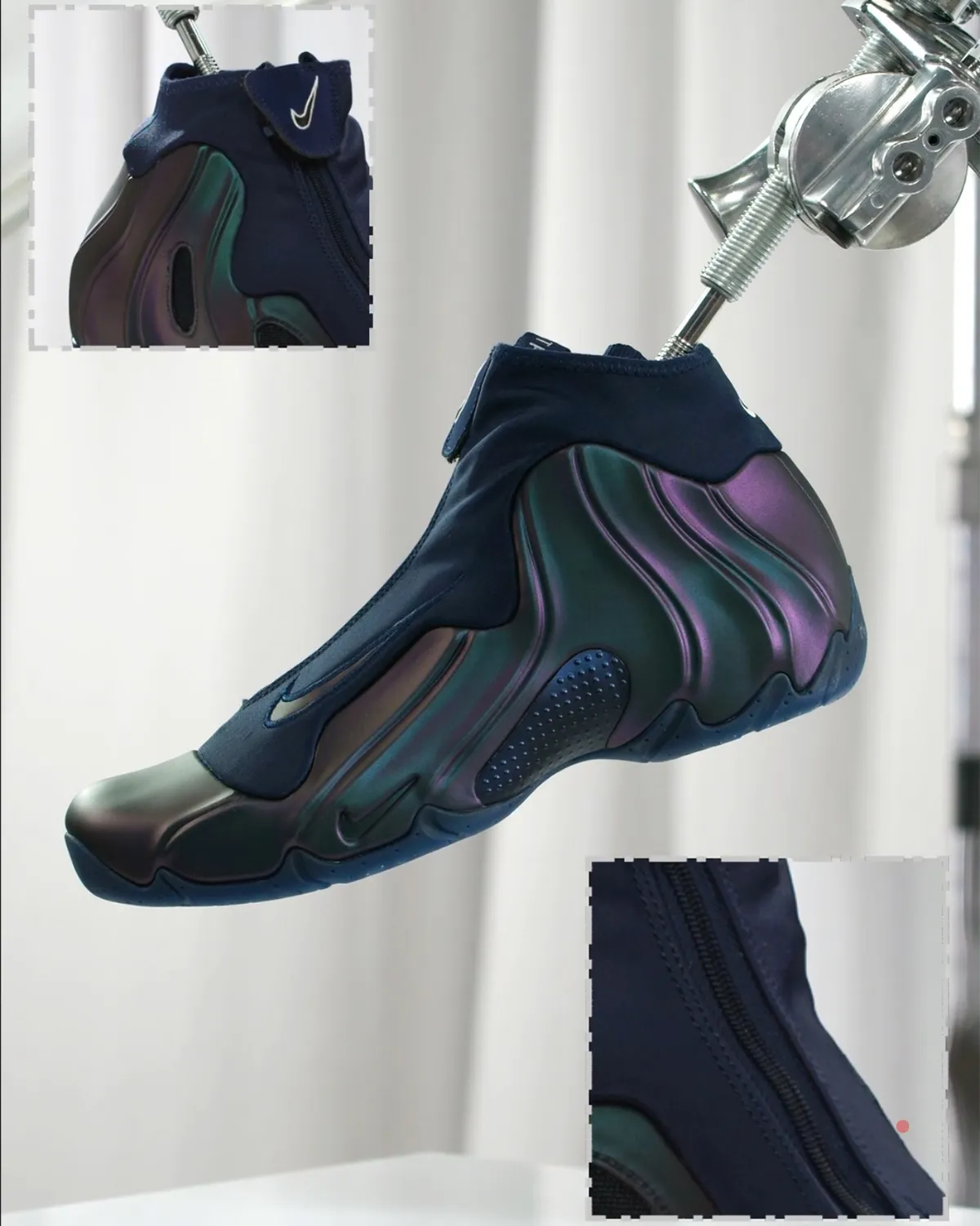 Nike Air Flightposite午夜海军蓝三度复刻！紫绿渐变+双Zoom气垫，240美元重燃千禧风潮