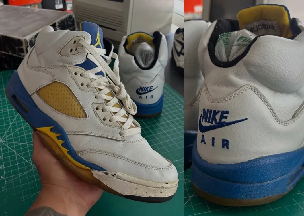 Air Jordan 5 “Laney” 超稀有Sample首曝:后跟Nike Air、无23号刺绣,揭示兰尼高中配色未采用方案插图 Air Jordan 5 “Laney” 超稀有Sample首曝:后跟Nike Air、无23号刺绣,揭示兰尼高中配色未采用方案