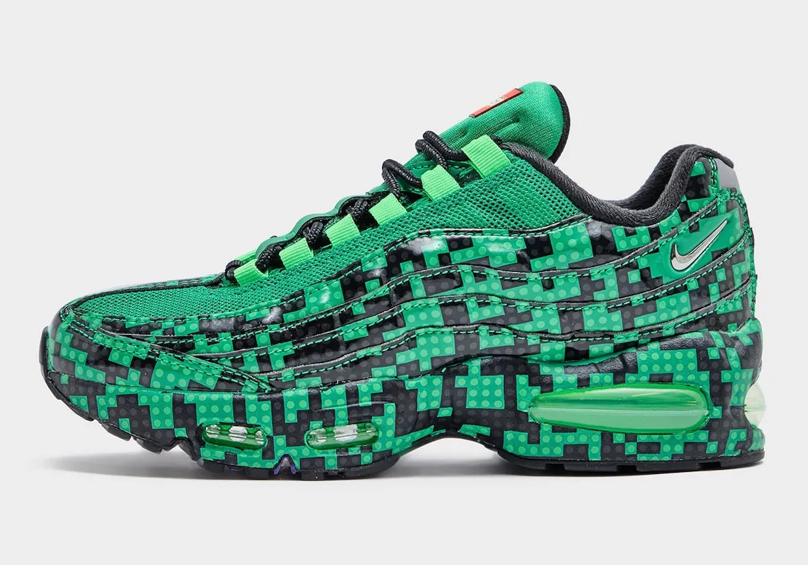 乐高积木玩转复古跑鞋,LEGO x Nike Air Max 95 GS “Lucky Green” 童鞋2026发售插图1 乐高积木玩转复古跑鞋,LEGO x Nike Air Max 95 GS “Lucky Green” 童鞋2026发售