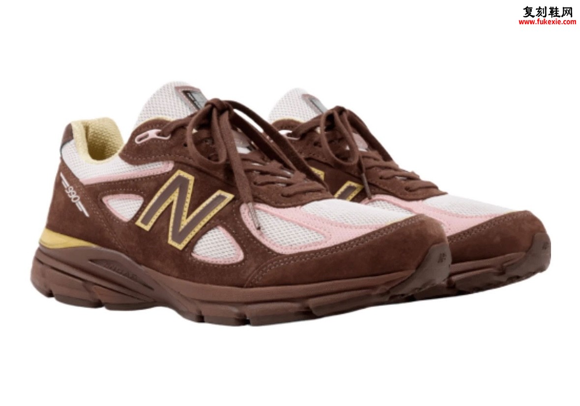 New Balance 990v4 “Pumpernickel/Pink Chalk” 黑麦面包色麂皮,粉笔粉点缀金色Logo插图 New Balance 990v4