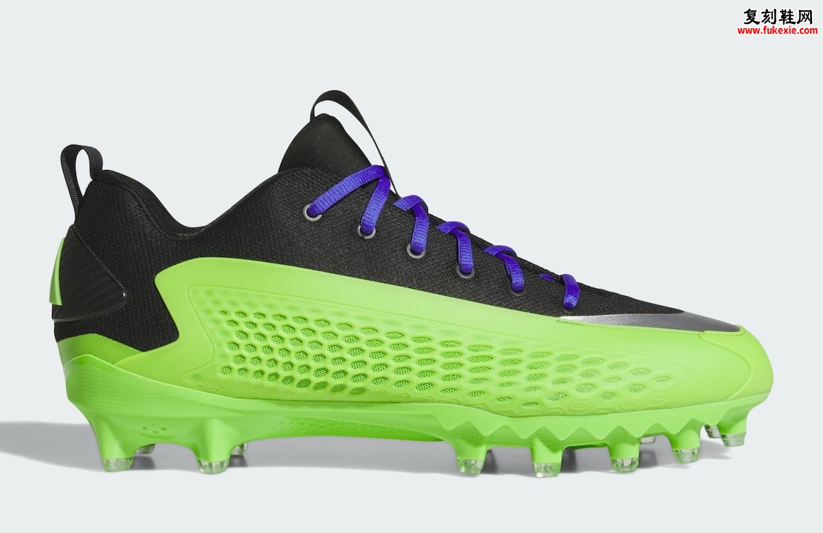 安东尼·爱德华兹首款签名橄榄球钉鞋，adidas AE 1 Low Cleat 亚特兰大维京人黑绿紫配色