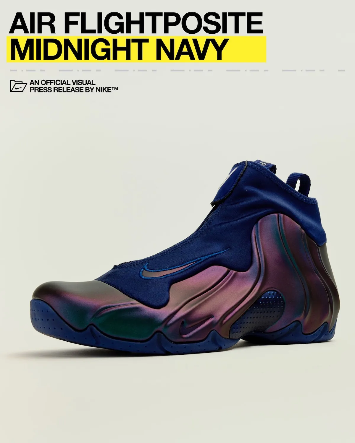 Nike Air Flightposite午夜海军蓝三度复刻！紫绿渐变+双Zoom气垫，240美元重燃千禧风潮