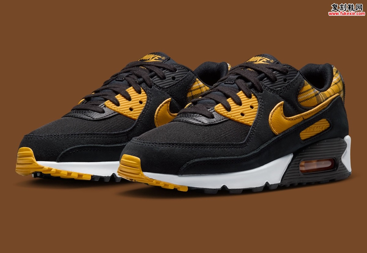 Nike Air Max 90 “Yellow Plaid”‘黄格子’踝部黑鞋身绒面牛巴革黄钩白中底2026夏$135缩略图