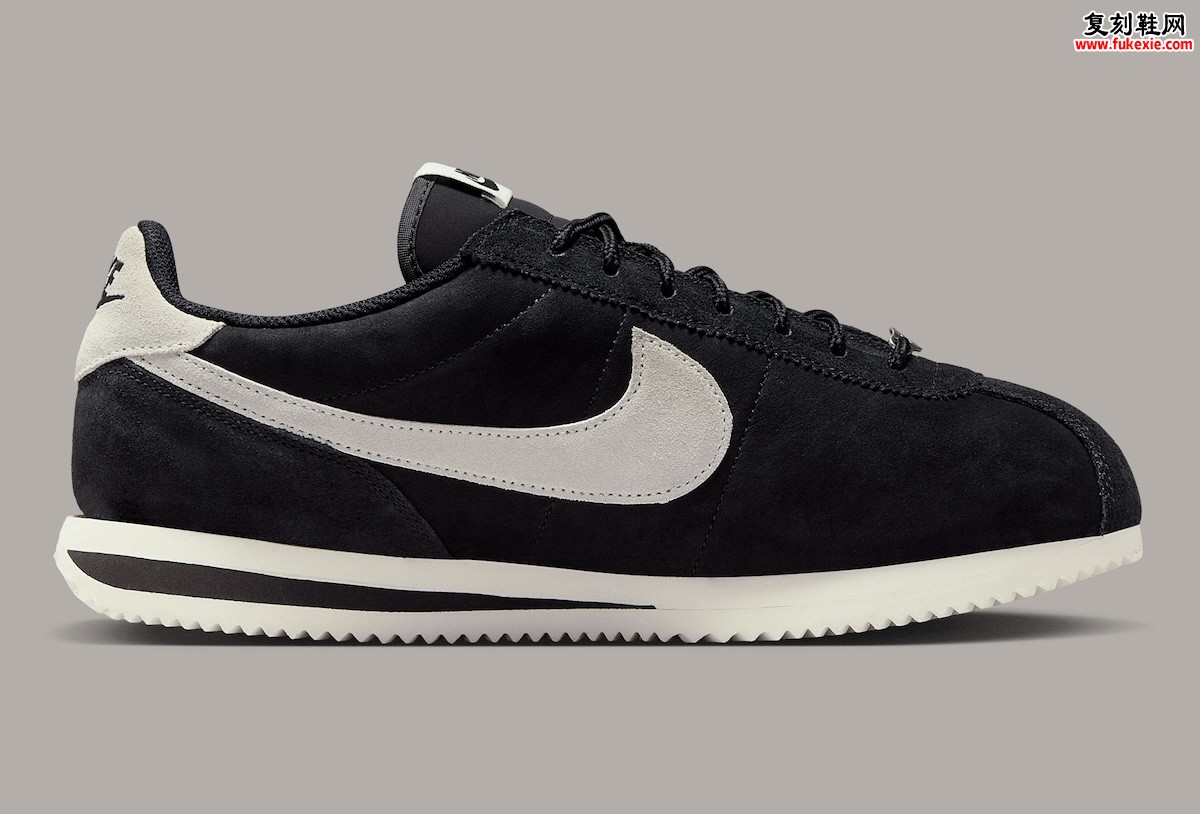 耐克Cortez Black/Sail 2025夏季复古运动鞋经典回归磨砂皮革绒面革限量版