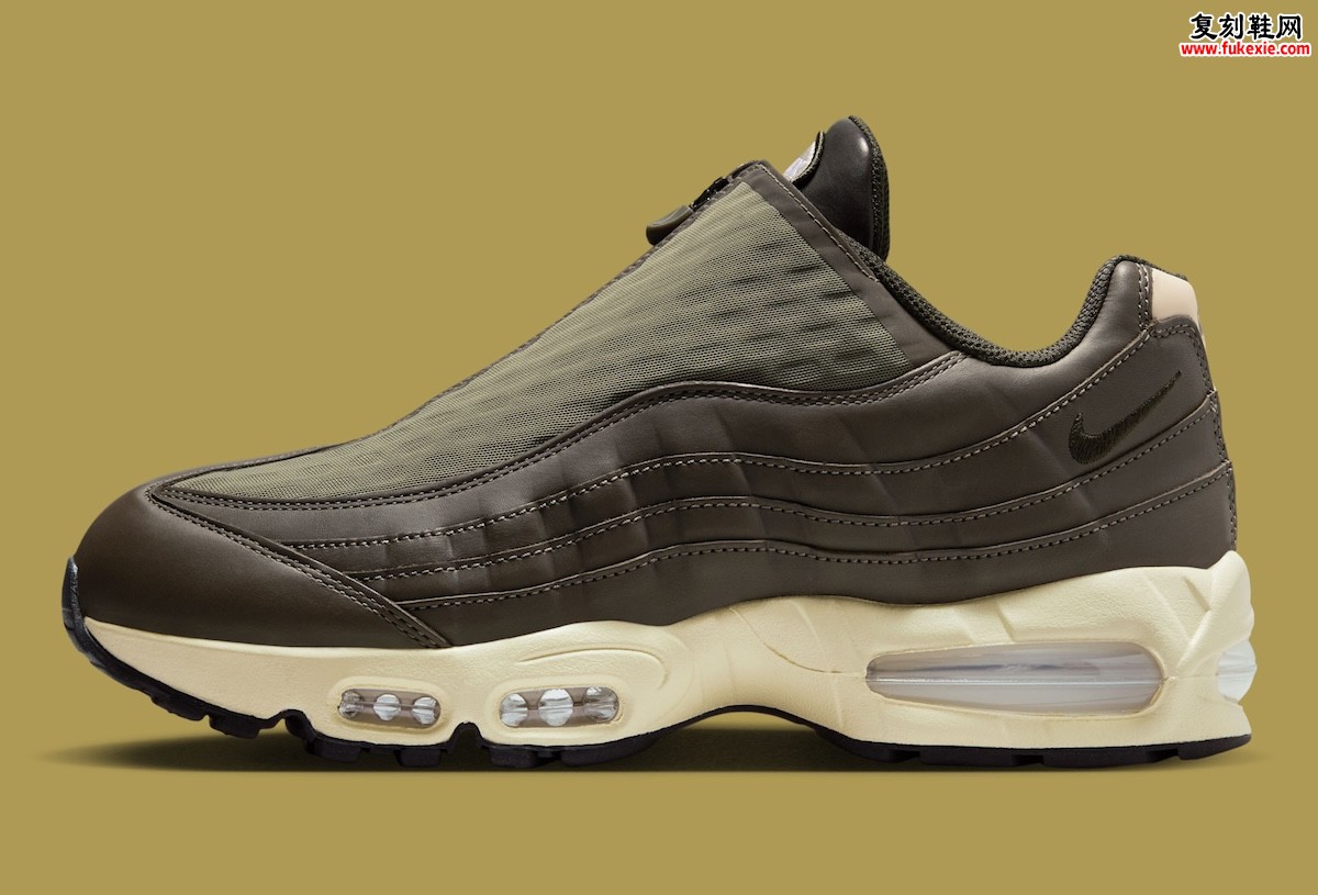 军事机能拉链设计Nike Air Max 95 “Medium Olive” 橄榄绿配色2026夏季发售复古跑鞋焕新升级