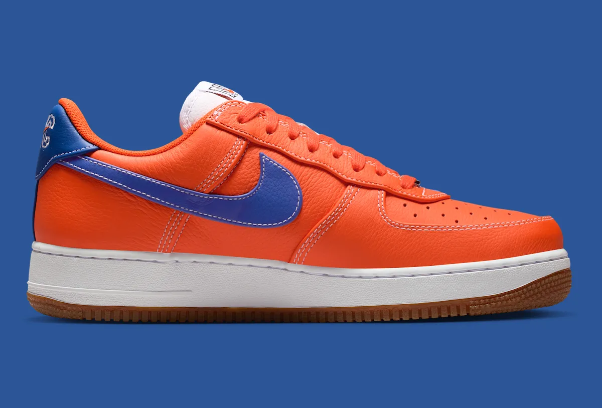 致敬”Bing Bong”口号诞生地Nike Air Force 1 “NYC Knicks” 安全橙 Rush 蓝复古生胶外底纽约限定插图2 致敬