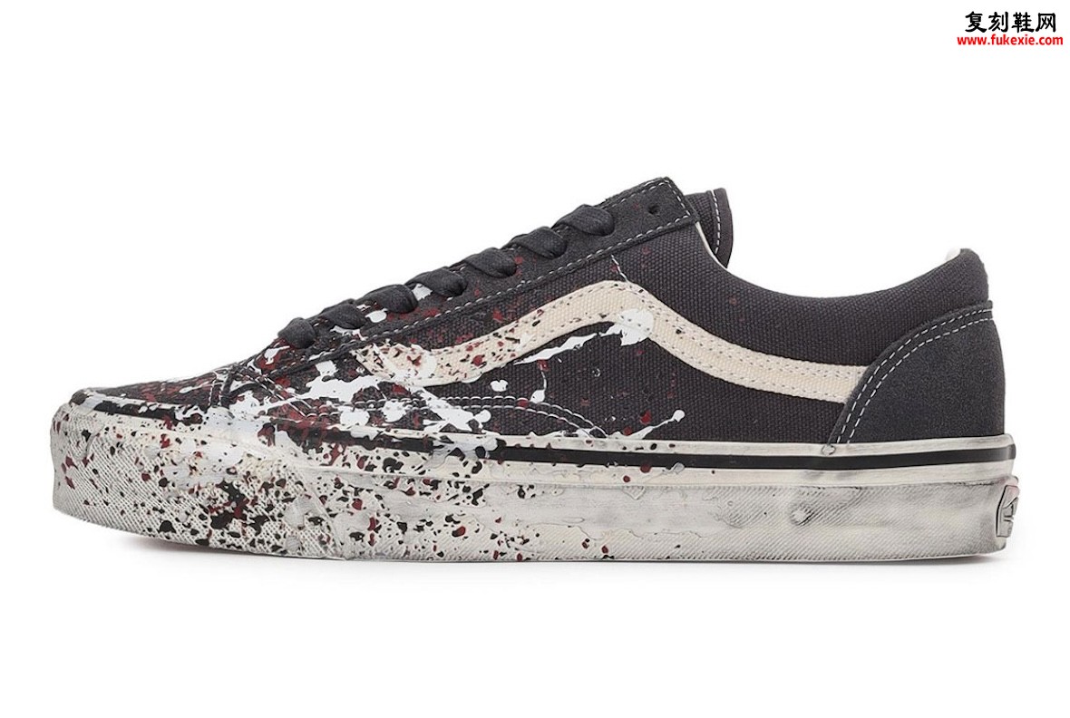 Vans Old Skool 36 泼墨油漆套装海外限定发售,浅灰与炭黑双配色帆布麂皮复古滑板鞋插图2 Vans Old Skool 36 泼墨油漆套装海外限定发售,浅灰与炭黑双配色帆布麂皮复古滑板鞋
