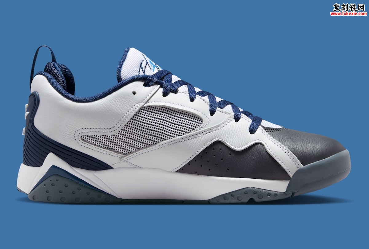 Jordan MVP 92 “Flint Grey” 乔丹MVP 92弗林特灰配色清爽登场，纯白皮革包裹燧石灰海军蓝细节致敬经典